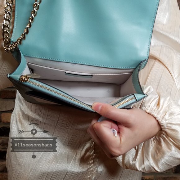 AUTHENTIC Kate Spade Remi Embroidered Lea Aphrodite Green Spring Flap CROSSBODY - Picture 3 of 6